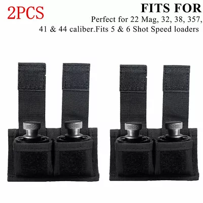 2PCS Universal Molle Double Speed Loader Mag Pouch Holder Revolver Clip Holster • $14.84