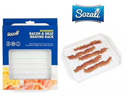 Plastic Microwave Bacon Meat Rack Tray Crisper Cooking Defrosting Ovenware • £3.35