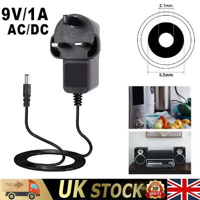 AC/DC 9V 1A Power Supply Uk 9V Adaptor 9V Charger 9 Volt Power Supply UK Plug • £5.79