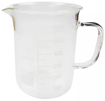 Beaker Mug 600ml With Handle And Pour Spout Borosilicate Glass. • $18.15