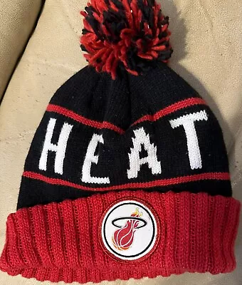 Miami Heat Knit Beanie Hat Winter Cap Toque NBA Mitchell & Ness Black/Red • $14.99