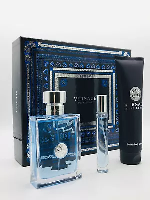 Versace Pour Homme Men 3pc Set Cologne Spray 3.4 Oz Travel Spray Shower Gel • $89.95