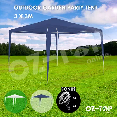 Waterproof 3x3m Gazebo Party Wedding Tent Outdoor Garden Canopy Marquees Blue • $49.39