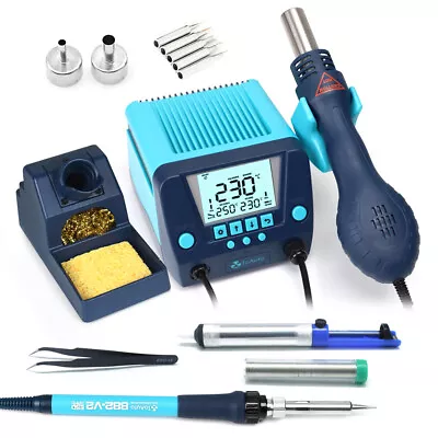 2in1 90W SMD Rework Soldering Iron Station Hot Air Gun Digital Display AutoSleep • $82.59