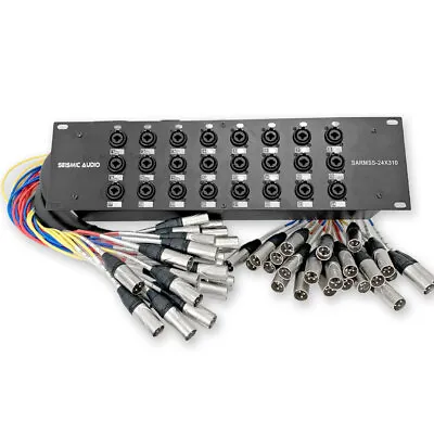 24 Channel Pro Audio XLR TRS Combo Splitter Snake Cable - 3' And 10' XLR Trunks • £261.28