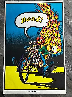 HOT N NASTY Blacklight Motorcycle Vintage Poster Underground Art 1972 Hippie • $59