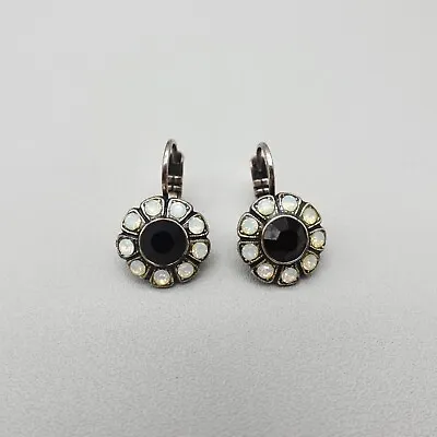 Mariana Earrings Flower Black Comet Argent Austrian Crystals Silver Plated 1  • $55.99