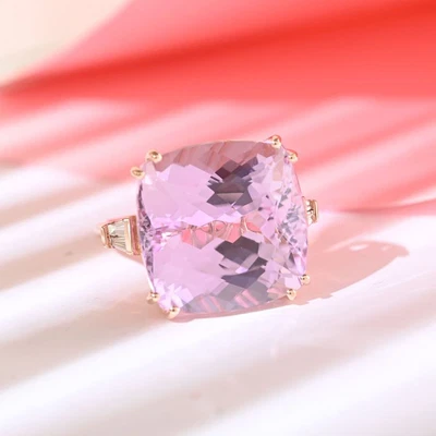 £3649.89 • Buy ILIANA 18ct Rose Gold AAA Kunzite Solitaire Ring Size P Diamond VS TCW 26.5 Ct