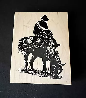  Ink Blocks  Cowboy Resting On Horse Craft Rubber Stamp • $14.99