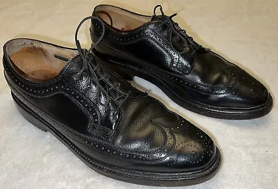 Vintage FLORSHEIM Imperial 5 Nail V-Cleat #92604 Wingtip Shoes Black Sz 9 C GUC • $29.97
