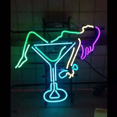 17 X14  Lady Cocktail Martini Neon Sign Light Lamp Artwork Bar Beer Decor JY • $124.98