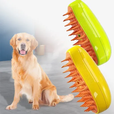 1/2X 3In1 Pet Hair Removal Comb Pet Steam Brush Electric Spray Massage Comb • £8.59