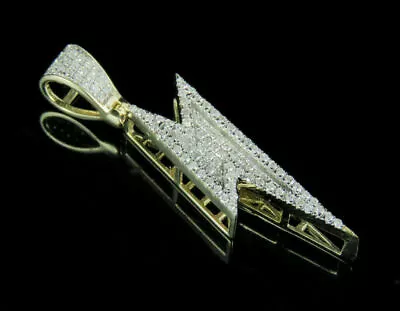 14k Yellow Gold Plated 3 Ct Simulated Diamond Flash Lightning Bolt Shape Pendant • £63.52