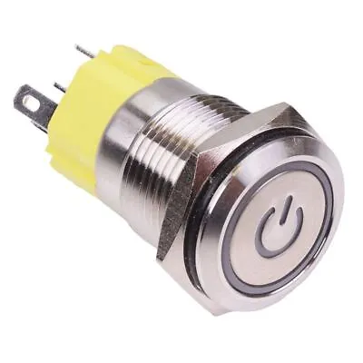 £5.99 • Buy Blue LED Power On-On Latching 16mm Vandal Push Switch SPDT