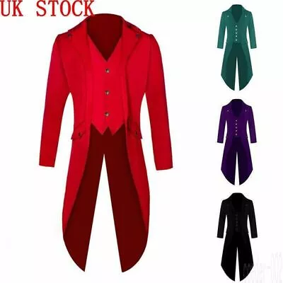 Men Jacket Retro Victorian Steampunk Swalow Gothic Tailcoat Ringmaster Tail Coat • £11