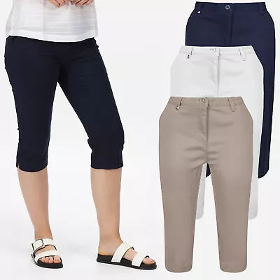 Ladies Capri Trouser Cropped Three Quarter Womens Holiday Cotton Summer Pants • £8.97