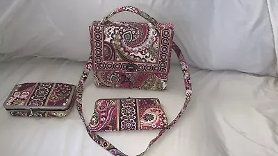 Vera Bradley Very Berry Julia 3 Piece Set Crossbody PurseWallet & Makeup Bag • $25