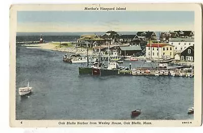 Postcard Martha's Vineyard Island Oak Bluffs Harbor From Wesley House MA  • $20.01