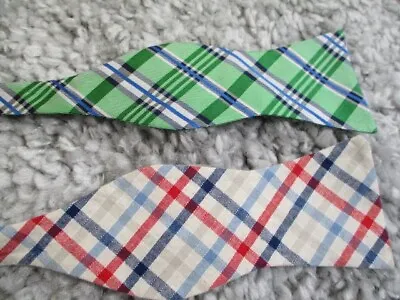 Tommy Hilfiger Bow Tie Mens Green Cream  Plaid Lot Of 2 Work Preppy Spring • $28.99