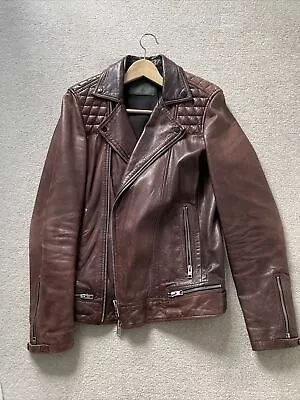 All Saints Mens Leather Jacket Xs • £65