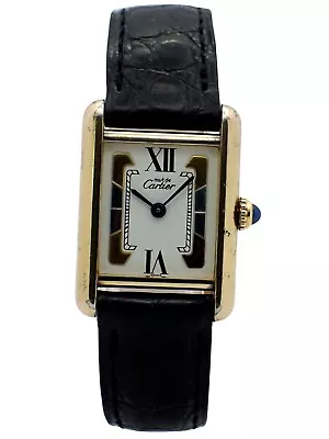 CARTIER Must De Cartier Tank Vermail 925 SM Ladies Quartz Watch 5057001 W/Case • $1315