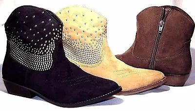 NEW Mossimo Studded Western Cowgirl Ankle Boots Shoes Black Brown Beige 6 Or 6.5 • $13.99