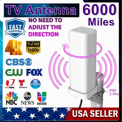 6000Mile 4K 1080P HDTV Outdoor Amplified TV Antenna Digital HD UHF VHF 360 Rotor • $18.99