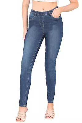 Ladies High Waisted Skinny Jeggings Pull On Jeans Stretchy Denim Pockets UK 8-22 • £9.99