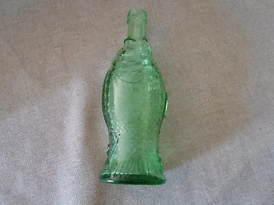 Vintage Green Glass Fish Shaped Bottle • $19.99