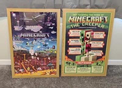 2 X LARGE FRAMES Minecraft Posters Creeper • £10