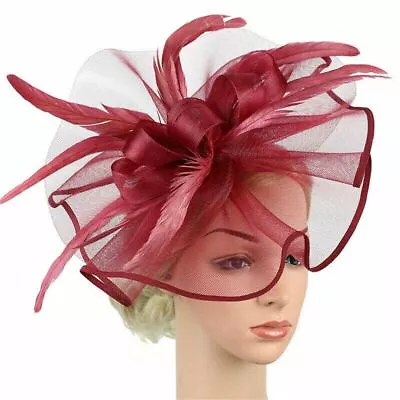 Mesh Feather Flower Headband Hair Clip Fascinator Top Hat Tea Party Headband • £6.75