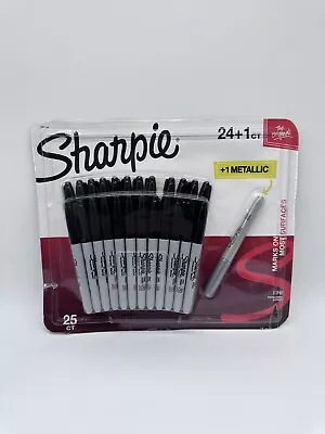 Sharpie Mini Permanent Markers 24 Fine Point Black + 1 Metallic Autographs 25 Ct • $10