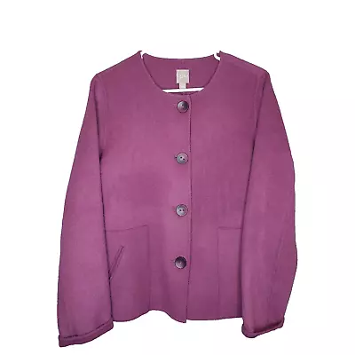 J.Jill Jacket Womens Small Wool Rabbit Hair Purple Collarless Long Sleeve • $35.05