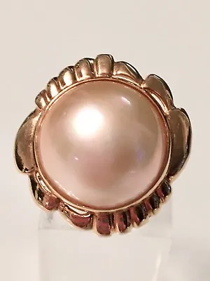 14 Kt Solid Gold Natural Round Mabe Pearl Ring~ Sz 6 ~ 7.2 Grams~nwot • $350