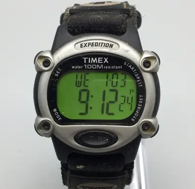 Timex Expedition Digital Watch Men Green Black Dial 100M 39mm New Battery A5 • $25.49