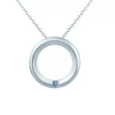 Circle Of Love Blue Diamond Pendant In 14K White Gold • $140
