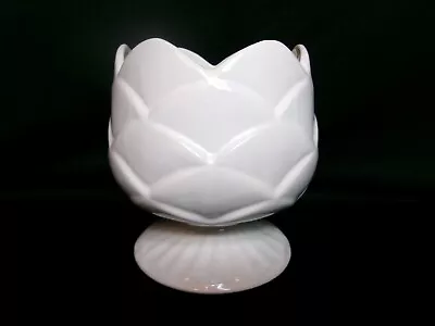 Lg. McCOY Pottery Vntage White Glazed Pinecone Jardiniere Flowerpot Planter Vase • $29.95