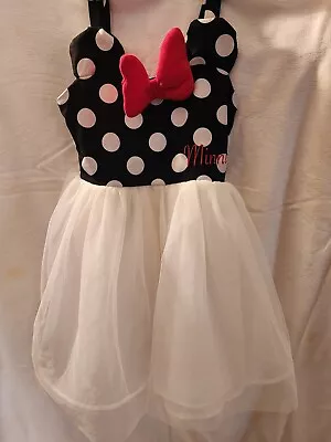 Disney Junior Dress MINNIE MOUSE Polka Dot Size 5 Black/White TULLE Skirt • $16.99