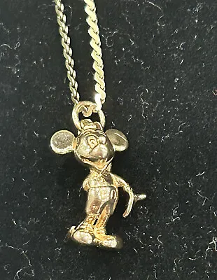 Walt Disney Mickey Mouse Necklace 14K Yellow Gold 16 Inches • $475