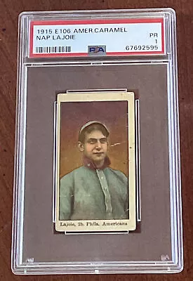 + 1915 E106  Nap Lajoie American Caramel PSA 1 HOF BEAUTY. Great Eye Appeal • $1549