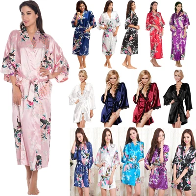 $18.49 • Buy Women's Silk Satin Robe Kimono Dress Sleepwear Bathrobe Dressing Gown Nightwear