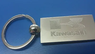 Personalised Chrome KAWASAKI LOGO Keyring In Box With Your Message ANY TEXT  • £5.93
