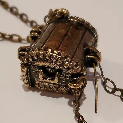 Necklace Steampunk Treasure Wish Prayer Box Hinged Metal Opens Cosplay Halloween • $12