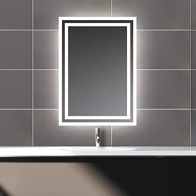 Illuminated LED Bathroom Mirror With Light Demister Touch Sensor Wall Mounted • £261.99