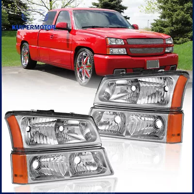Pair Chrome Headlights For 03-06 Silverado Avalance 1500 2500HD 3500 Classic • $56.89