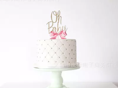Oh Baby Ribbon Baby Shower Birthday Cake Topper Party Decoration • $8.50