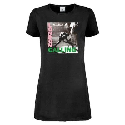 Amplified The Clash London Calling Cotton Charcoal Women’s T-Shirt Dress  • £20.97