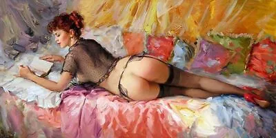 H1712 Real Handpainted Oil Painting A Beautiful Naked Girl Nude Unframed • £50.19