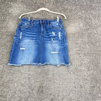 Mossimo Supply Co. Denim Mini Skirt Women's 6/28 Blue Frayed Hem Distressed • $18.95
