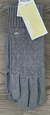 NWT MICHAEL KORS QUILTED LOGO GLOVE WITH LEATHER TRIM GRAY SIZE XL Free Shipping • $39.99